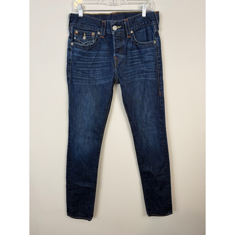 True Religion Rocco Relaxed Skinny Jeans Mens 30 Blue Indigo Flap Pocket Denim